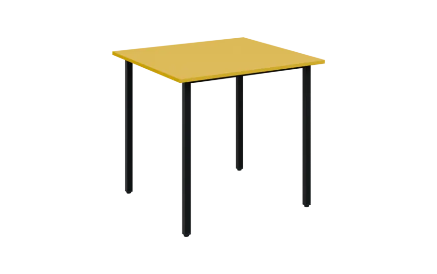 JSB 80N Jídelní stůl 800 x 800 mm, deska žlutá odio / podnož černá